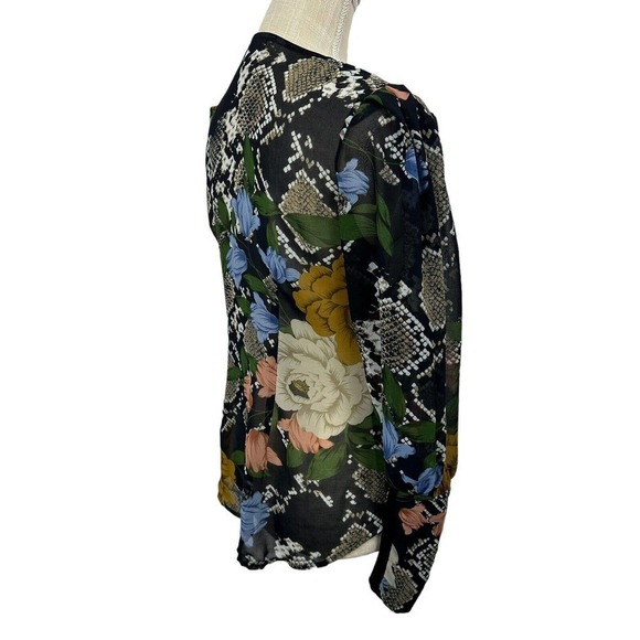 Cabi Snakeskin Floral Sheer Blouse Snake Charmer Colorful 3762 Womens Size XS - Picture 7 of 12